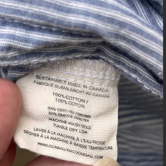 Connally McDougall Blue w/White Stripes Cotton Wide Neck Boxy Tee Womens Size 3X - Picture 3 of 6